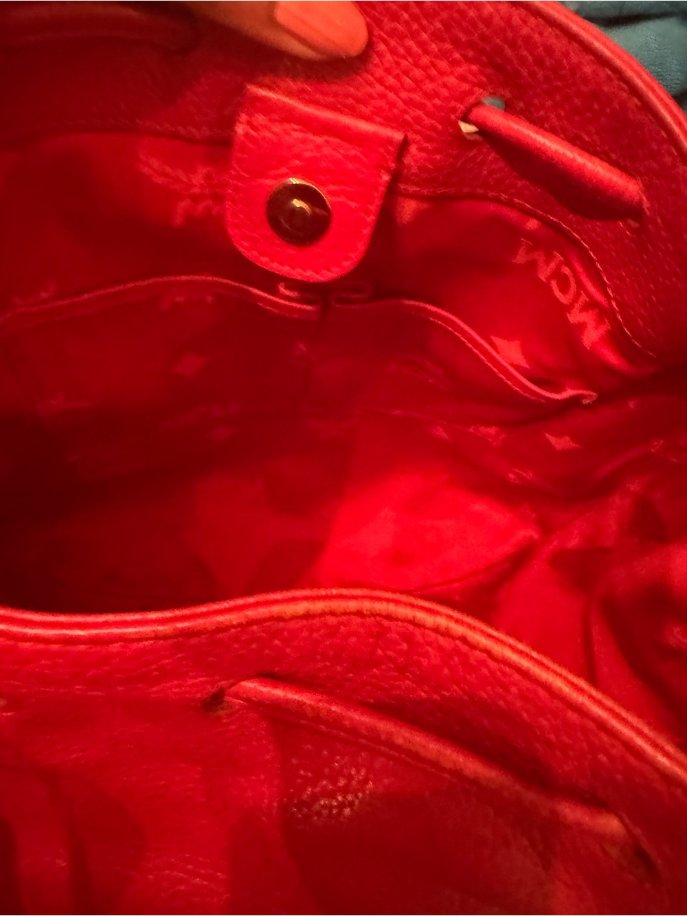 MCM Red Leather Bucket Bag - Picture 10 of 13